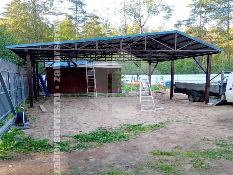 Навес из металлочерепицы пример 2